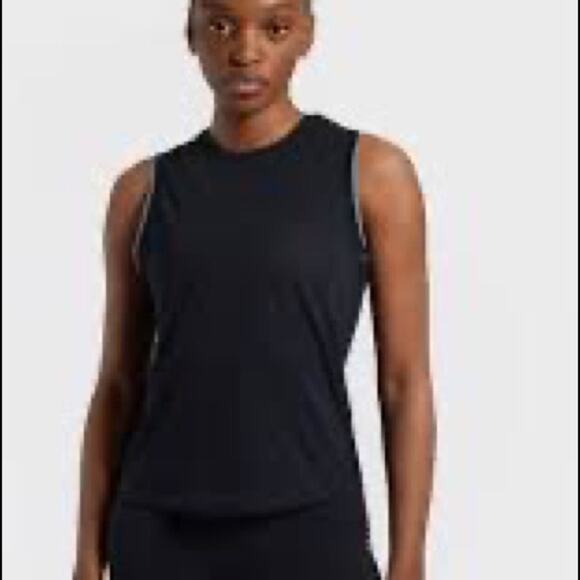 NEW Nike Tank Top Yoga Black Crochet Trim Dri-Fit Loose Fit Women's Size Large - Picture 2 of 10